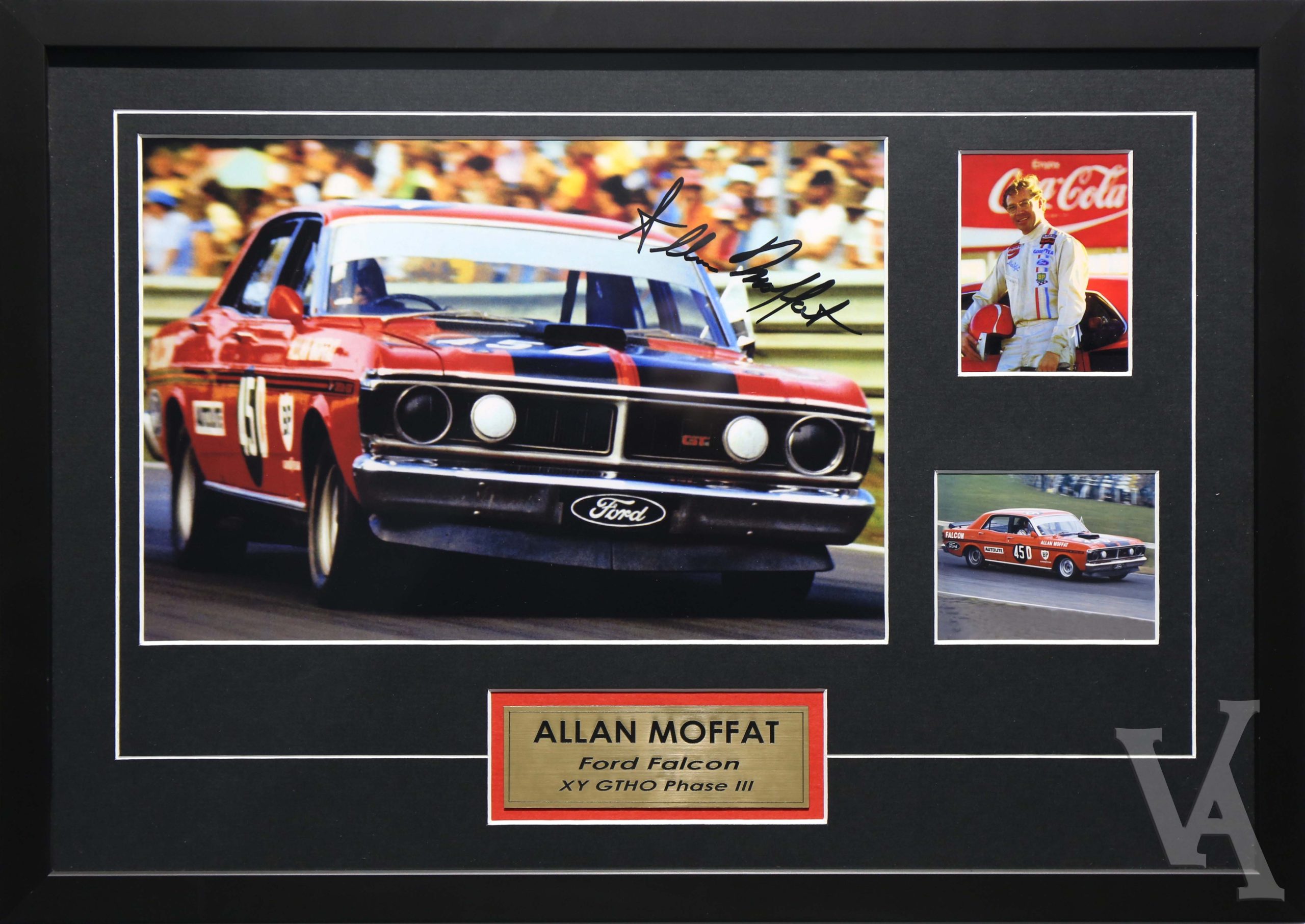 Allan Moffat Signed & Framed Motor Racing Memorabilia. 1971 Ford XY Falcon Phase 3 Bathurst Winner.
