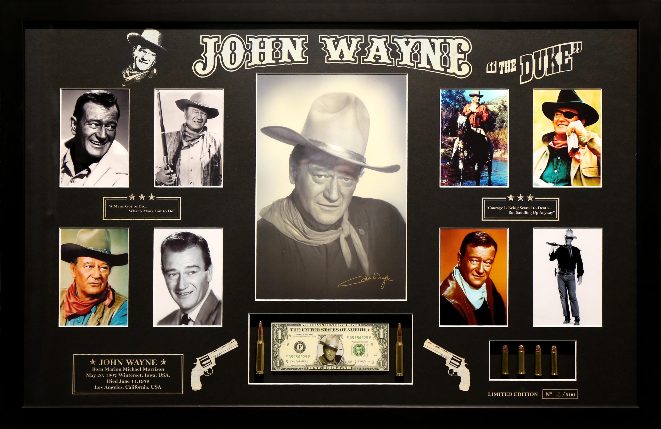 John Wayne Signed & Framed Movie Memorabilia. Cowboy Series Movie collection.
