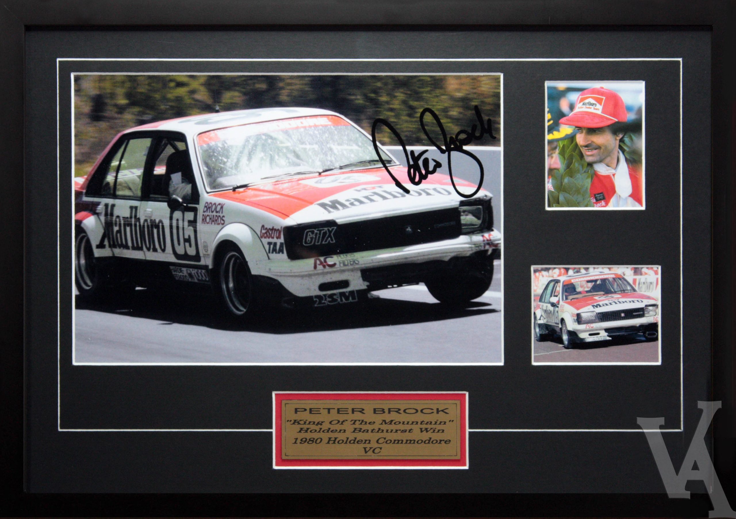 Peter Brock Signed & Framed Motor Racing Memorabilia. Bathurst 1980 Holden VC Commodore Winner.