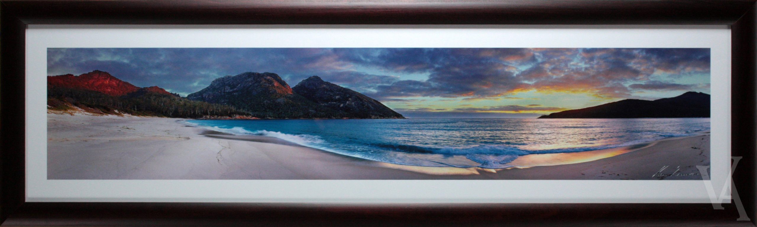 Ken Duncan Photography Framed Signature Series Art Print. Sunrise Wine Glass Bay Panoramic Signed Photo.