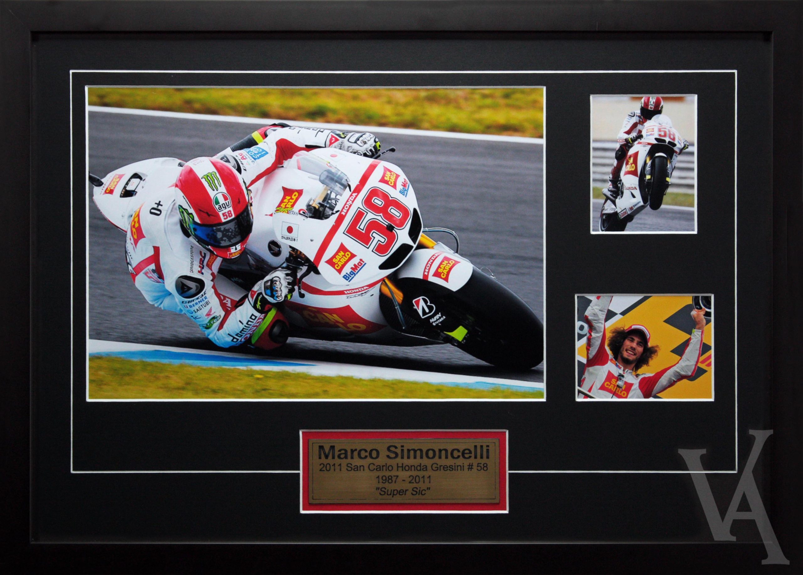 Marco Simoncelli Moto GP Racing Memorabilia. Team Honda Moto GP Racing 1987-20011 "Super Sic"