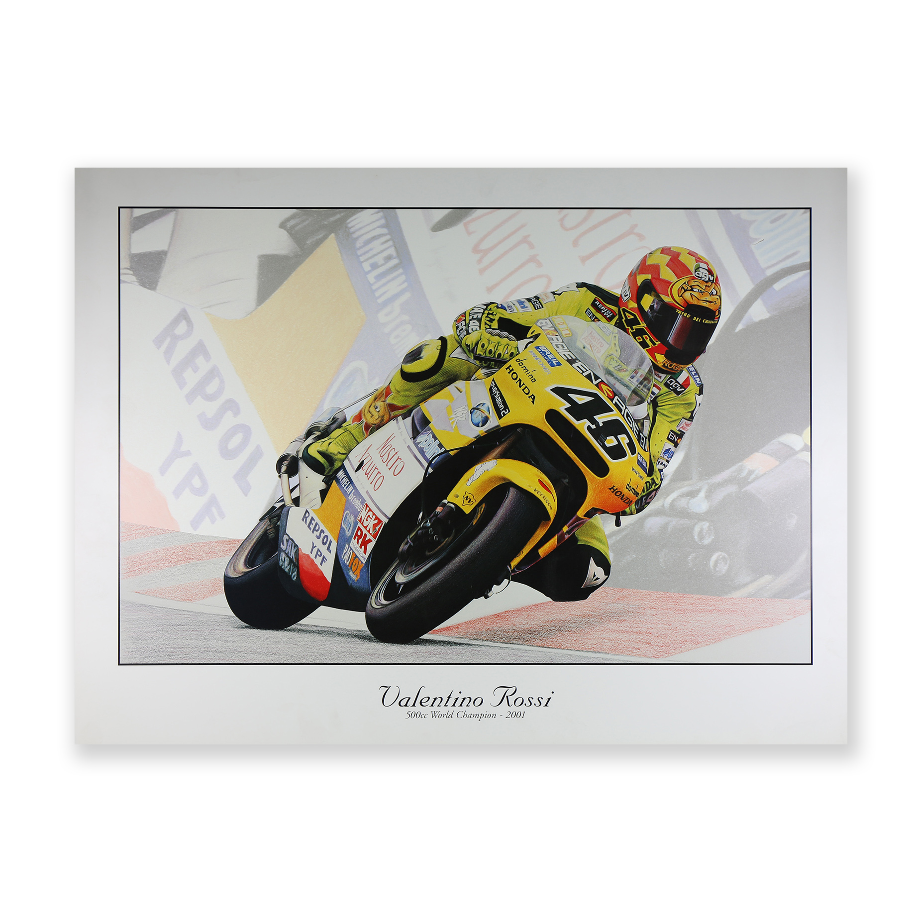 Valentino Rossi "The Doctor" 2001 500cc World Champion Poster Unframed