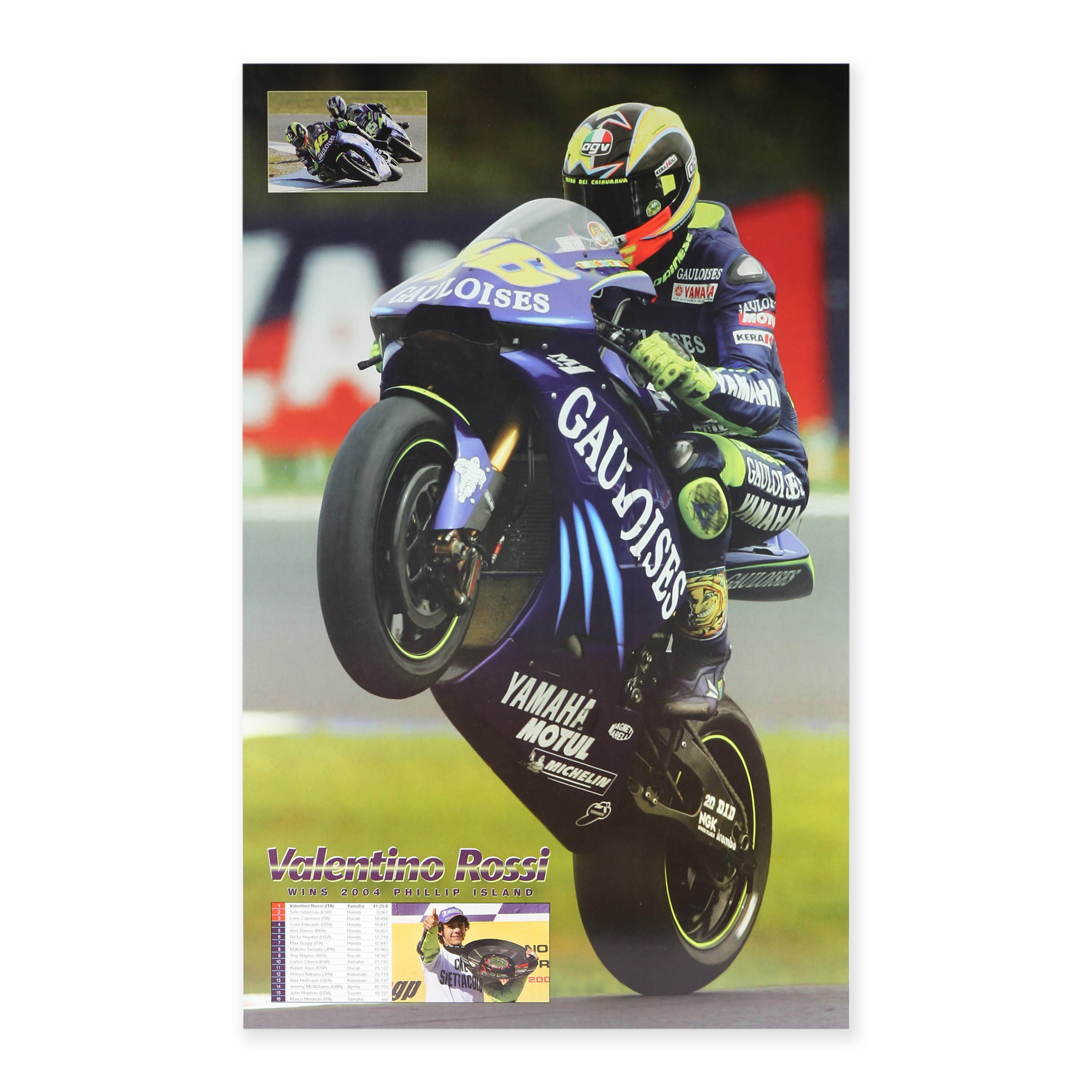 Valentino Rossi Phillip Island 2004 MotoGP World Champion Poster Unframed