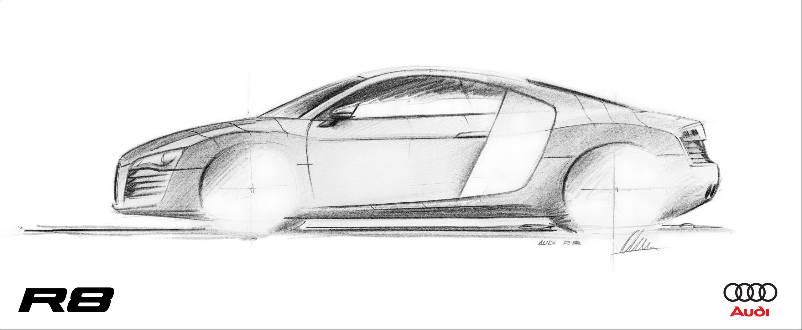 AUDI R8 SPORTS CAR ILLUSTRATION GILCLEE PRINT WALL ART Unframed