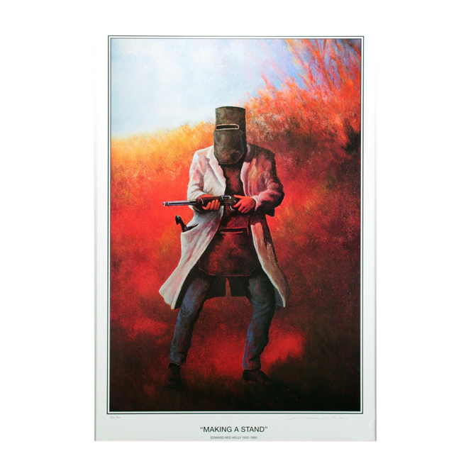 AUSTRALIAN HISTORY NED KELLY MAKING A STAND LIMITED EDITION HAND SIGNED Unframed