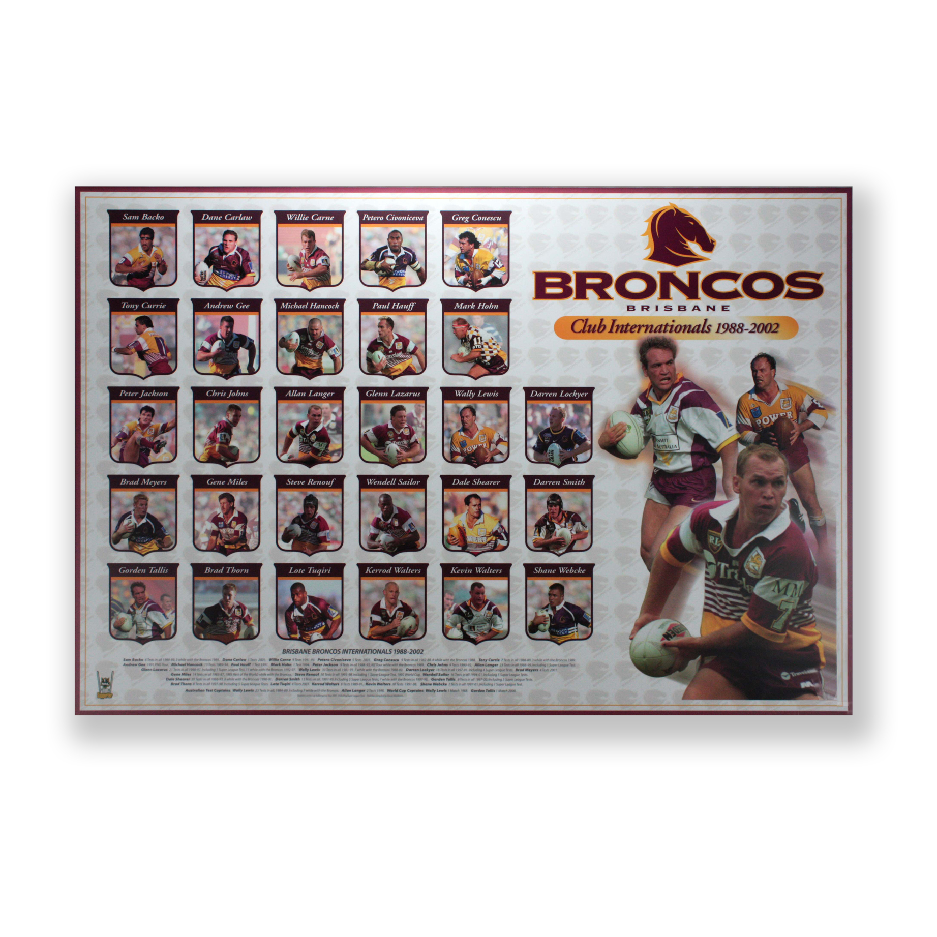 BRISBANE BRONCOS CLUB INTERNATIONALS PHOTO PRINT Unframed