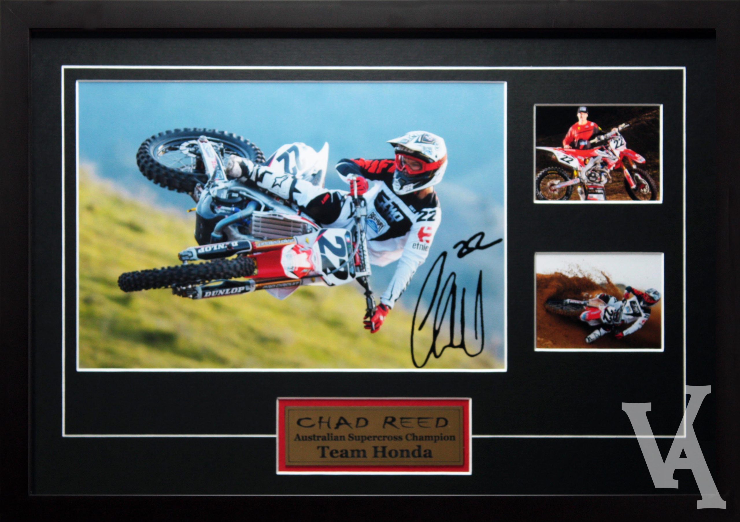 CHAD REED TEAM HONDA MOTOCROSS CHAMP SIGNED & FRAMED