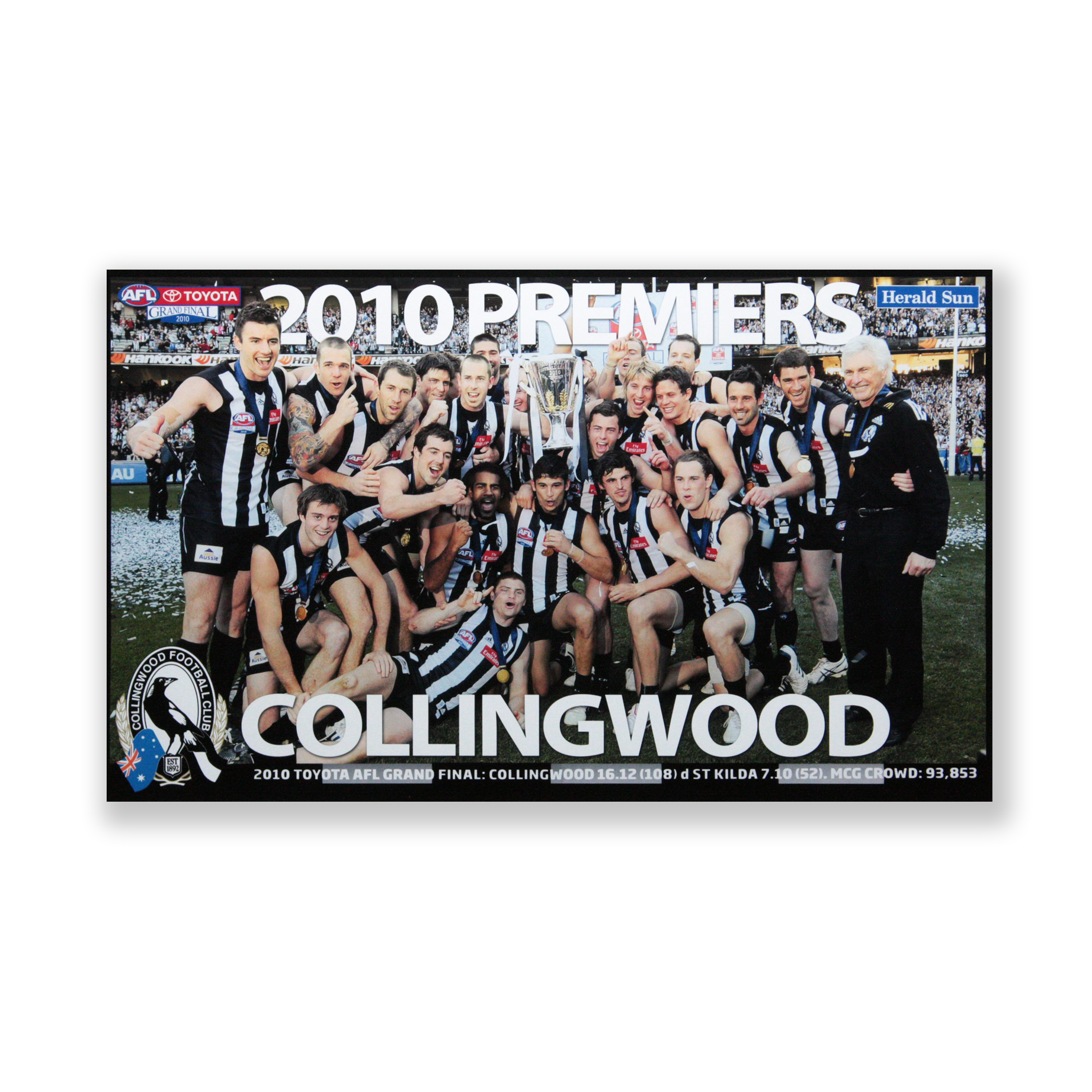 COLLINGWOOD MAGPIES 2010 AFL PREMIERS TEAM PHOTO Unframed