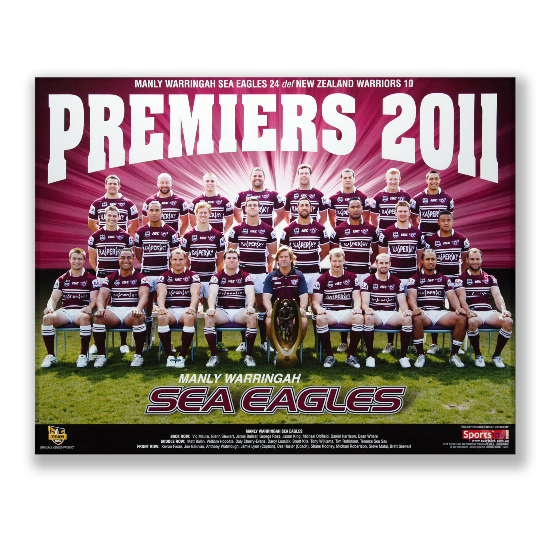 MANLY SEA EAGLES MEMORABILIA 2011 NRL RUGBY LEAGUE PREMIERS PRINT PHOTOS POSTER Unframed